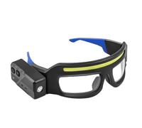 perfeclan Lunettes Frontales LED, Lampe Torche Portable Multifonctionnelle, Lunettes LED Rechargeables avec Capteur de Mouvement, Accessoires pour Course à Pied, Pêche et Randonnée, Jambes Bleues