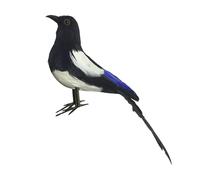 Perfeclan Magpie Figurine Oiseau Modèle Animal Artificiel en Plumes Statue Magpie Ornement Convient pour Extérieur Pelouse Clôture, 21 cm