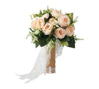 perfeclan mariage pour mariée, fausses fleurs décoratives pour la maison, composition florale roses artificielles pour la fête la, Orange Clair