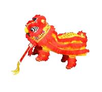 perfeclan Marionnette à Cordes à Main avec Tige, Marionnette Faite à La Main, Jouet de Marionnette Chinoise pour Les Projets Multiculturels Lion, Jaune Rouge