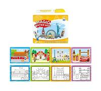 Perfeclan Mignon Peinture à l'eau Livre Arts Jouet Cadeaux éducatif Polyvalent Tablette de Dessin colorée pour Les fêtes activités d'apprentissage préscolaire, Edifice