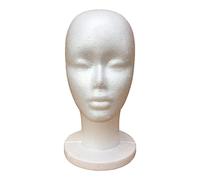 Perfeclan Mode de tête de mannequin en mousse pour femme, support de perruque de mannequin en mousse, présentoir blanc pour perruques, chapeaux, postiches, tête