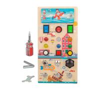 perfeclan Montessori Busy Board avec LED Busy Board Jouet en bois Tableau d'activités de développement Tableau d'activités pour enfants pour l'école maternelle