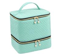 perfeclan Organisateur de vernis à ongles, portable, support de vernis à ongles robuste de voyage pouvant contenir 30 bouteilles et lampe à ongles double couche, Vert