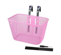 Perfeclan Panier de Vélo pour Enfants Corbeille de Bicyclette Panier Avant Accessoire de Guidon en Métal Robuste avec Revêtement Imperméable Approprié pour Gar, Rose