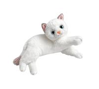 perfeclan Peluche Chat Réaliste Chat en Peluche Douce à Collectionner pour Enfants Couché, Poupée Réaliste pour Salon Canapé Voiture Décoration, Blanc