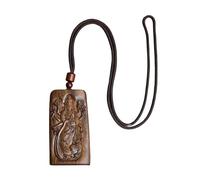 Perfeclan Pendentif Guan Yin en Bois d'agar sculpté à la Main, amulette de Bouddha, Ornement Suspendu Fait à la Main, Pendentif de Protection Kwan Yin aux