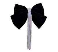 perfeclan Pince à cheveux nuptiale Bowknot Fringe Barrettes scintillantes Couvre-chef Pince à ressort Élégante épingle à cheveux pour mariage Usage, noir