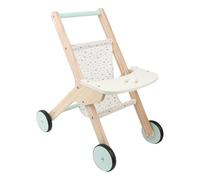 perfeclan Poussette en bois pour enfants, jouet pour bébé, pour apprendre à marcher avec roues, jouet à pousser et à tirer en bois, cadeau pour garçons