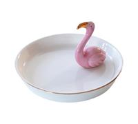 Perfeclan Présentoir à Bijoux, Boucles d'oreilles, Figurine de, Assiette décorative, Ornement de Bureau, Mode, Porte-Bague en céramique pour, Blanc Rose