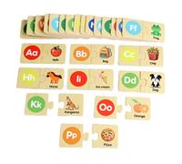 perfeclan Puzzles en bois avec alphabet, jeu d'association, éducatif et coloré, pour l'apprentissage des mots anglais, pour la maternelle