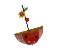 Perfeclan Railing Flower Pot Fer Suspendu Mural Balcon Jardinière Murale Pot de Fleurs Décoration Créative Parapluie Métal Convient pour Maison Campagne, Coccinelle Rouge