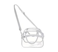perfeclan Sac à bandoulière Transparent en PVC avec bandoulière Amovible, Grand Sac à Main pour événements de Stade, Femmes, Hommes, Lieu de Travail, Camping, Gris