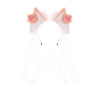perfeclan Serre-tête oreilles de chat, accessoire de cheveux doux et mignon pour la décoration de Thanksgiving, Orange Blanc