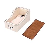 Perfeclan Siège Auto Console Chien avec Sangles Élastiques Coussin Détachable Tissu Lavable Harnais Intégré Convient Aux Petits Chiens Chats en Voiture Maison, Beige