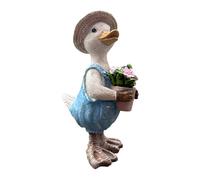 perfeclan Statue de canard peinte à la main, sculpture animale miniature pour jardin, idéale pour une entrée de, un buffet ou un festival, avec Pot