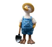 perfeclan Statue de canard peinte à la main, sculpture animale miniature pour jardin, idéale pour une entrée de, un buffet ou un festival, avec Une Pelle