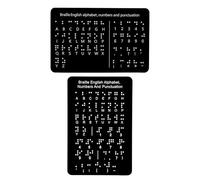perfeclan Tableau d'alphabet braille, outil pédagogique pour l'apprentissage des lettres, des chiffres et de la ponctuation, carte d'apprentissage, Noir 2 Pièces