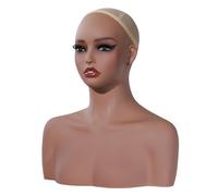 perfeclan Tête de mannequin femme, buste de mannequin femme multifonctionnel, portable et stable avec épaules, tête d'entraînement pour foulards, chapeaux