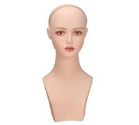 perfeclan Tête de mannequin pour femme, présentoir de perruques avec trou d'insertion, professionnel avec épaulement, support pour bijoux, écharpe, Petit Rouge à Lèvres