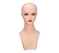 perfeclan Tête de mannequin pour femme, présentoir de perruques avec trou d'insertion, professionnel avec épaulement, support pour bijoux, écharpe, Lèvre Rouge