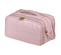 perfeclan Trousse de toilette de, organisateur, sac de rangement étanche, portable, grande capacité, double ouverture latérale, trousse à cosmétiques, Rose