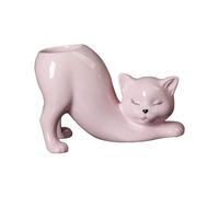 Perfeclan Vase Chat Cartoon avec Queue de Chat Pot de Fleurs en Céramique Contenant Plante Animal Décoration Maison Simulation Finition Lisse Adaptée Bureau Sal, Rose