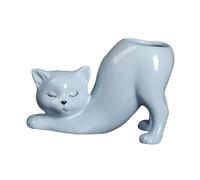 Perfeclan Vase Chat Cartoon avec Queue de Chat Pot de Fleurs en Céramique Contenant Plante Animal Décoration Maison Simulation Finition Lisse Adaptée Bureau Sal, Bleu