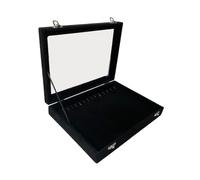 Perfeclan Vitrine à Bijoux pour Colliers Tiroir Organisateur de Bijoux Organisation de Colliers Boîte de présentation de Colliers Multi Crochets avec Couvercle, Velours Noir