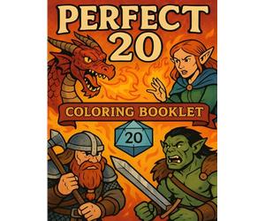 Perfect 20 Coloring Booklet: A kids role playing game coloring activity book for children who like tabletop games and adventure