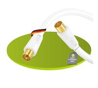 Perfect Câble d'antenne SAT Câble coaxial Câble satellite TV 2,00m avec ferrite, blindage quadruple, connecteur IEC sur connecteur IEC femelle, pour HDTV, récepteur, satellite, DAB, radio, blanc