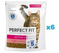 PERFECT FIT Active 1+ 6x750 g Croquettes complètes pour chats adultes riches en bœuf