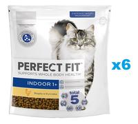 PERFECT FIT Indoor 1+ 6x750 g Aliment sec complet pour chats adultes, riche en poulet