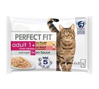 PERFECT FIT Repas pour Chat Adulte Stérilisé - 52 Sachets Fraîcheur (Lot de 13 Packs 4x85g) - Pâtée pour Chat en Sauce - Poulet / Boeuf - Nourriture Complète & Equilibrée - Vitalité & Agilité