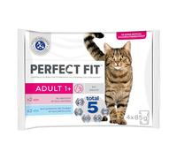 PERFECT FIT Repas pour Chat Adulte Stérilisé - 52 Sachets Fraîcheur (Lot de 13 Packs de 4x85g) - Pâtée pour Chat en Sauce au Saumon / aux Poissons blancs - Nourriture Complète & Equilibrée