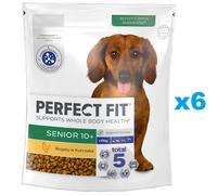 PERFECT FIT Senior 10+ Croquettes complètes pour chiens de petites races âgés de plus de 10 ans, riches en poulet 6x825 g