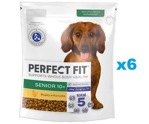 PERFECT FIT Senior 10+ Croquettes complètes pour chiens de petites races âgés de plus de 10 ans, riches en poulet 6x825 g