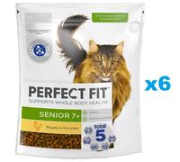 PERFECT FIT Senior 7+ 6x750 g Aliment complet sec pour chats âgés, riche en poulet