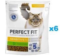 PERFECT FIT Sensitive 1+ 6x750 g Croquettes complètes pour chats adultes riches en dinde