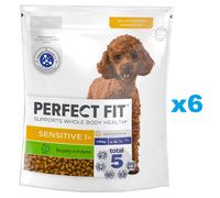 PERFECT FIT Sensitive 1+ Croquettes complètes pour chiens adultes de petites races, riches en dinde 6x825 g