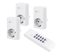 Perfect jeu de prises radiocommandées, 3x prises radiocommandées, 1x télécommande radio, intérieur, 220-240V 1100 watts, portée 30m, blanc