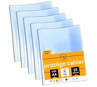 perfect line • 15 protège cahier 21x29.8 DIN-A4, Transparent comme du verre, PP recyclable, protege cahier transparent Fabriqué dans l'UE (21,4 x 29,8)