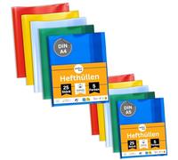 perfect line - 50 protège-cahiers DIN A4 et A5, 5 couleurs, protège-cahiers transparents grainés, 25 protège-cahiers A4 et A5 en polypropylène recyclable, indélébiles (lot de 25 pièces chacune)