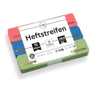 perfect line - 75 bandes en carton recyclé, 250 g/m², 3 couleurs (rouge, vert, bleu), fabriqué en Allemagne, certifié Blauer Engel