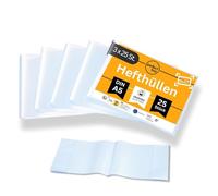 perfect line Lot de 75 protège-cahiers au format paysage DIN A5, transparents et grainés, en polypropylène recyclable, fabriquées en Allemagne, (3 lots de 25 pièces)