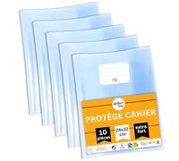 perfect line - Protège-cahiers 32 x 24 cm (lot de 10), transparent cristal, très résistants, format total 50,2 x 32,5 cm, PP recyclable, sans acide, fabriqué en UE