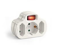 Perfect, multiprise avec Interrupteur Marche/arrêt, 1x Prise Schuko 16A / 250V AC, 2X Prises Euro 2,5A / 250V AC, 3680 Watts, Blanc