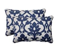 PERFECT PILLOW Oreiller Idéal pour intérieur/extérieur Bosco Corded surdimensionné rectangulaire Couvre-lit Taie d'oreiller, Bleu Marine, Lot de 2