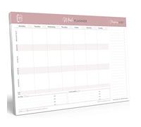 Perfect Planner Company - Bloc Magnétique de Planification Hebdomadaire des Repas - A4 Détachable - Liste de Courses Perforée - Suivi des Calories et Dates d'Expiration - Sombre, Paysage, 50 Pages