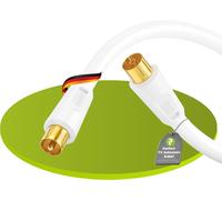 Perfect SAT Antenna Cable Cable 5 m Satellite TV Cable with Ferrite, Quad Shielding, IEC Connector to IEC Female Connector, for HDTV, Receiver, Satellite, DAB, Radio, White